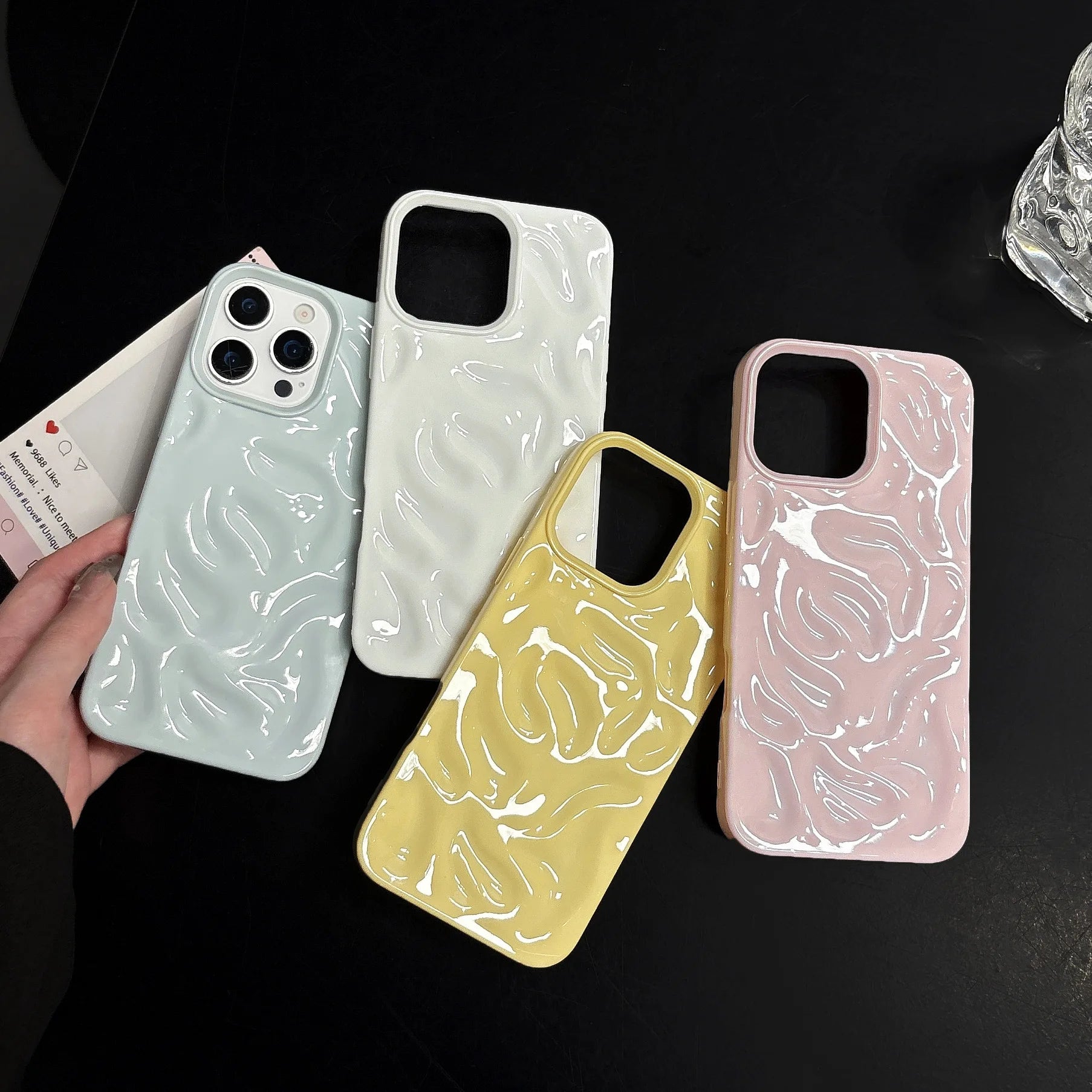 2025 Customizable TPU Mobile Phone Case for iPhone 17/16/15 Plus Meteorite Texture Large Holes Ins Style UV Painting Ins Style