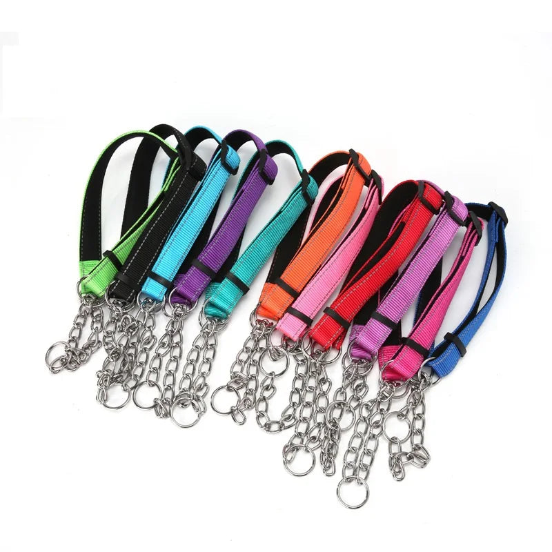 Pet Supplies Nylon Reflective Dog Training Accompanying Soft Dog Necklace P Chain Outdoor Walking Accessories