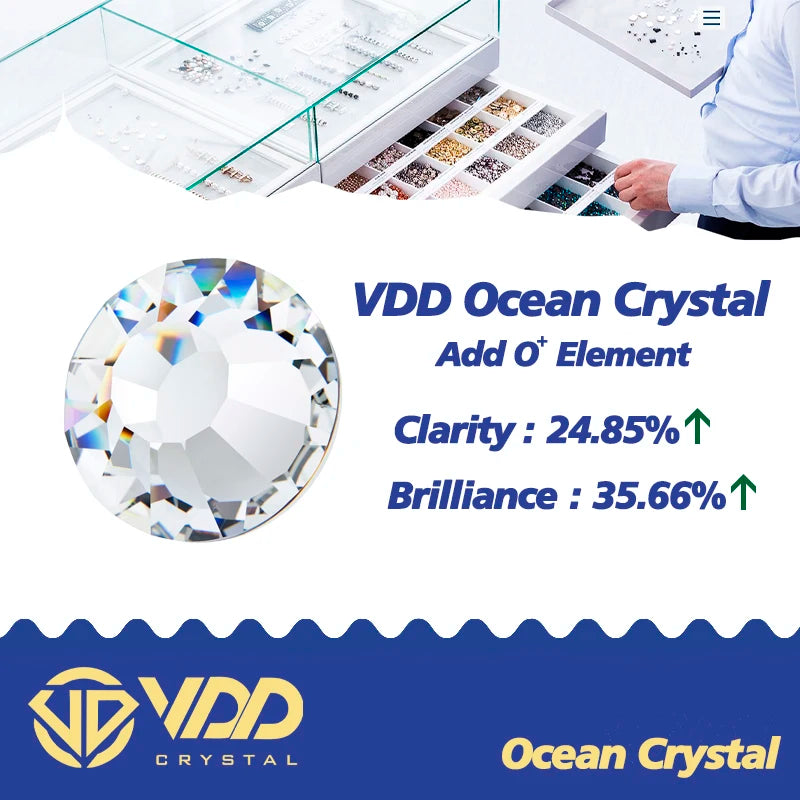 VDD 123 Gloaming SS4-SS30 Glass Rhinestones Crystal Flatback Strass Diamond Glitter Stones for DIY Nail Art Crafts Decorations