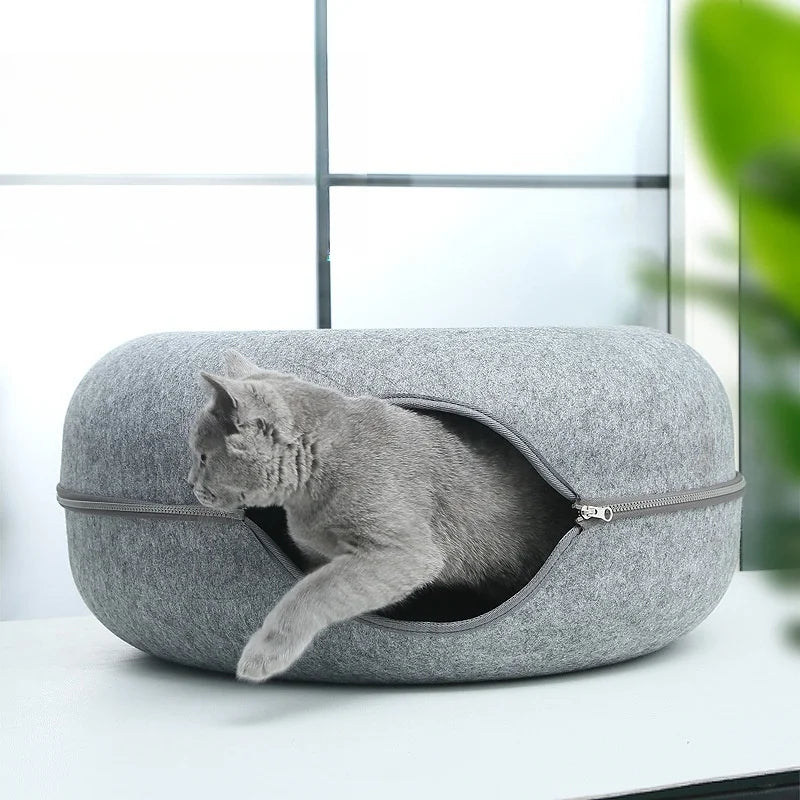 Washable Felt Cats House Basket Breathable Egg-Type Mat for Small Dog Puppy Funny Pet Toy Cat Tunnel Cave Beds Nest Pet Supplies