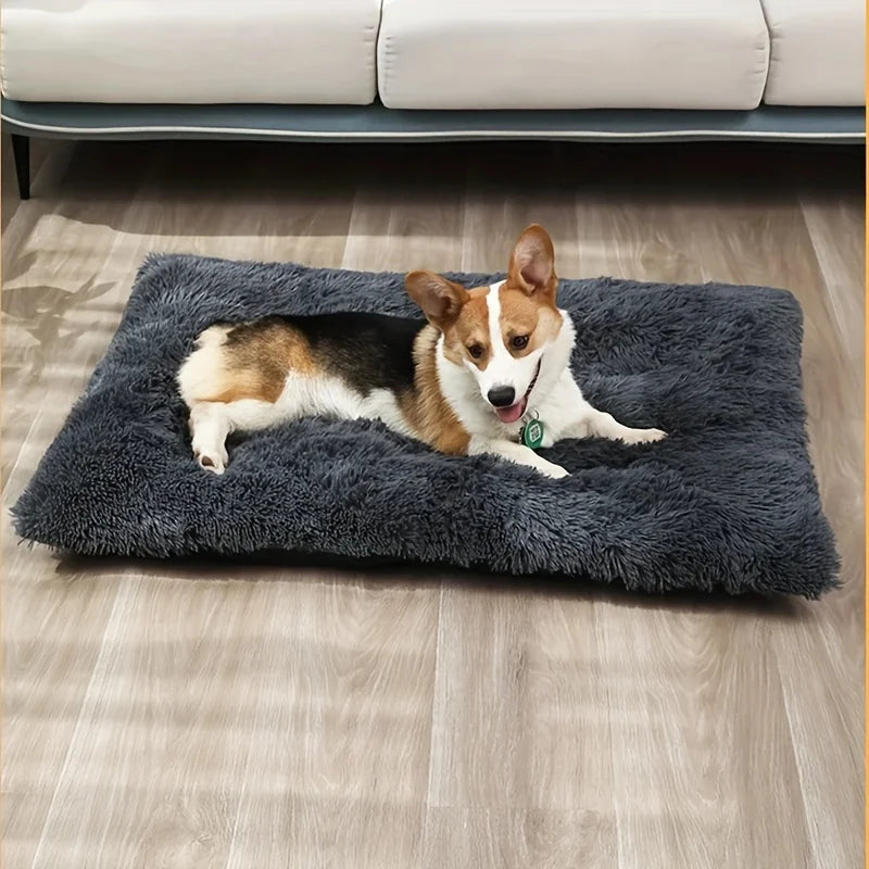 Winter Warm Thickened Long Plush Dog Bed Mat Washable Large Dog Sofa Mat Soft Sleeping Kennel Pet Supplies Dog Products