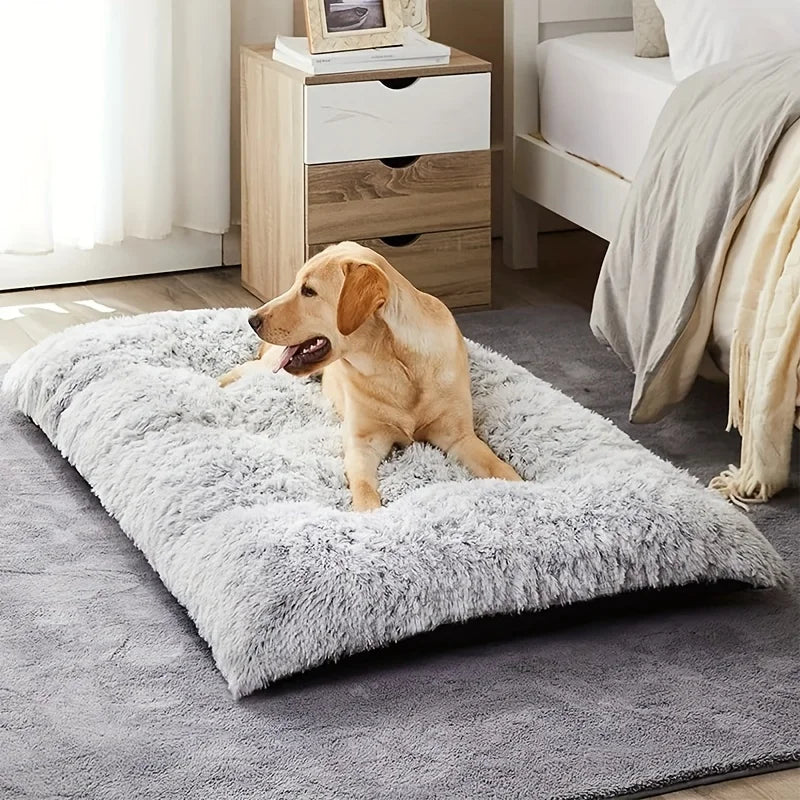 Winter Warm Thickened Long Plush Dog Bed Mat Washable Large Dog Sofa Mat Soft Sleeping Kennel Pet Supplies Dog Products