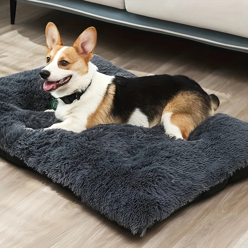 Winter Warm Thickened Long Plush Dog Bed Mat Washable Large Dog Sofa Mat Soft Sleeping Kennel Pet Supplies Dog Products