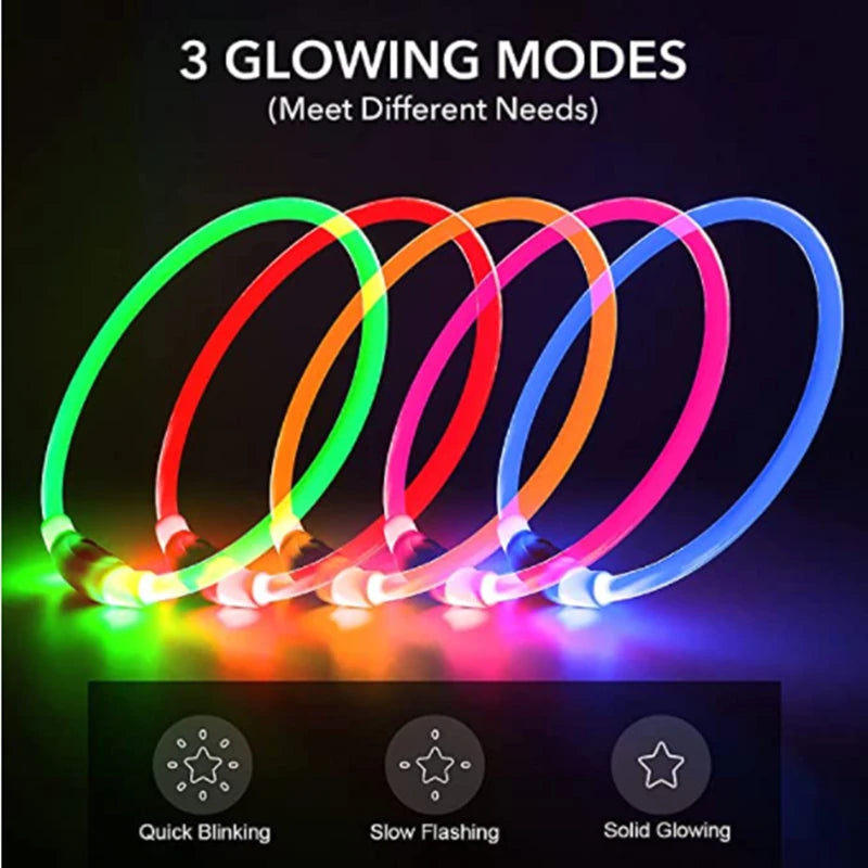 Electronic Pet LED Dog Collar Led Dog Glow in Dark Adjustable Luminous Pet Collars Night Safety Dog LED Collar Pet Supplies