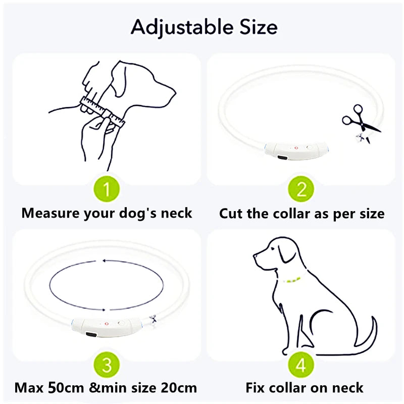 Electronic Pet LED Dog Collar Led Dog Glow in Dark Adjustable Luminous Pet Collars Night Safety Dog LED Collar Pet Supplies