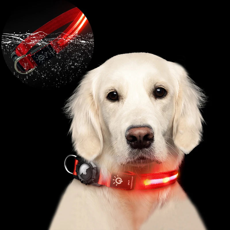 Waterproof IPX 7 Dog Collars for AirTag Protector Luminous Electronic Pet Collar for Air Tag Anti-lost USB Charging Pet Supplies