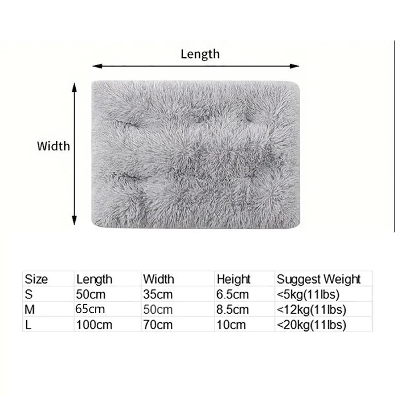 Winter Warm Thickened Long Plush Dog Bed Mat Washable Large Dog Sofa Mat Soft Sleeping Kennel Pet Supplies Dog Products
