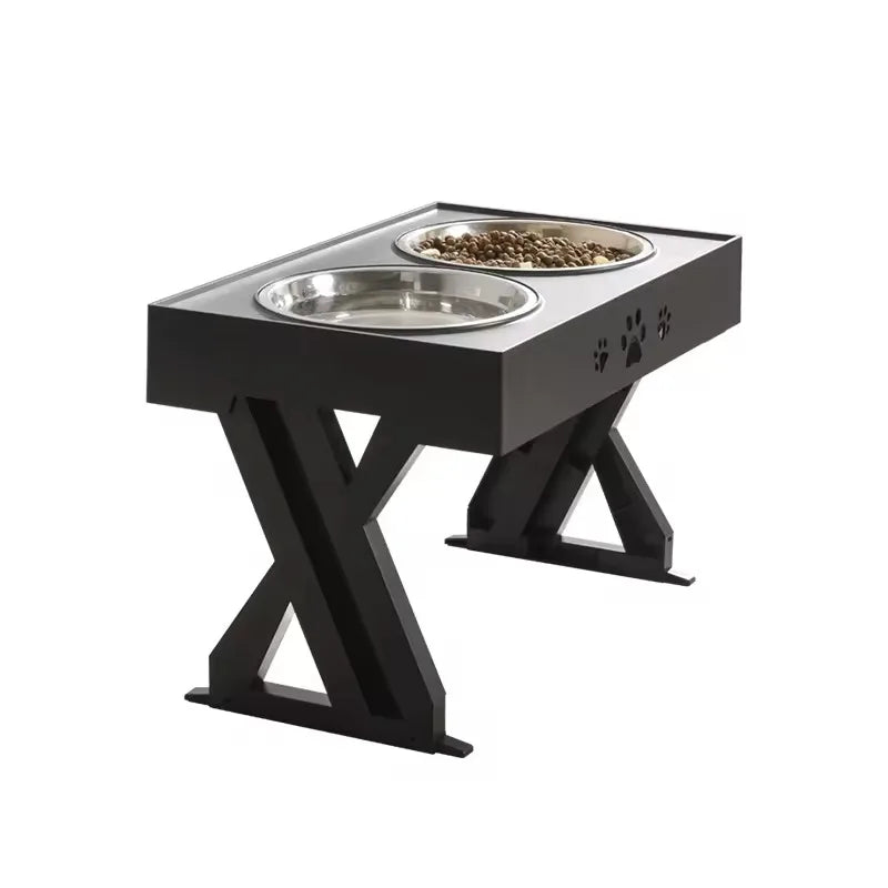 High Quality Pet Supplies Adjustable Stainless Steel High Capacity Pet Feeder Non-slip Dog Bowl Double Bowl Pet Food Bowls