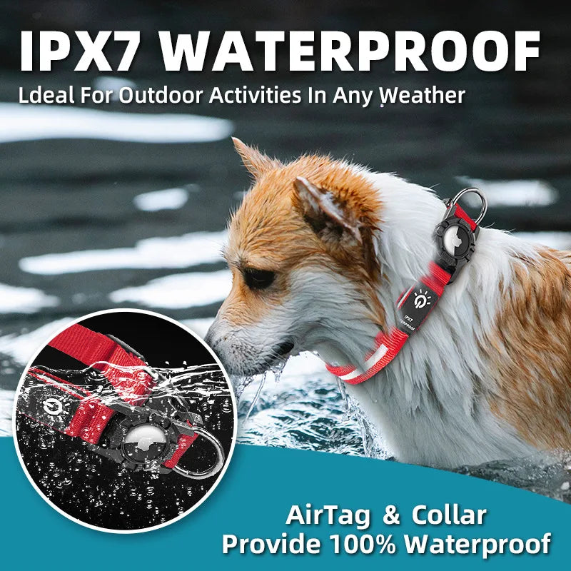 Waterproof IPX 7 Dog Collars for AirTag Protector Luminous Electronic Pet Collar for Air Tag Anti-lost USB Charging Pet Supplies