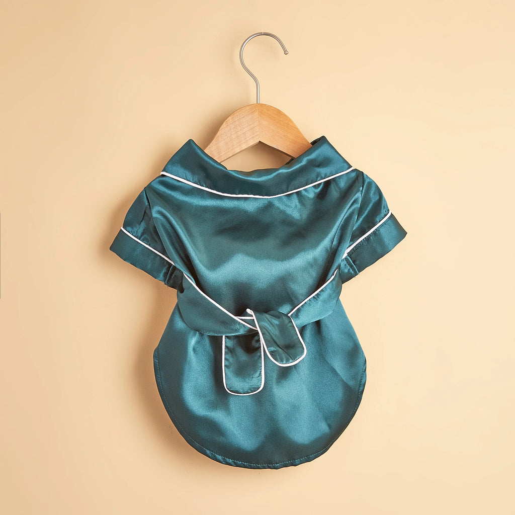 Pet Supplies Designer Simply Big Dog Sleepwear Clothing Puppy Cat Shirt Costume Soft Silk Lapel Two-Legged Dog Pajamas