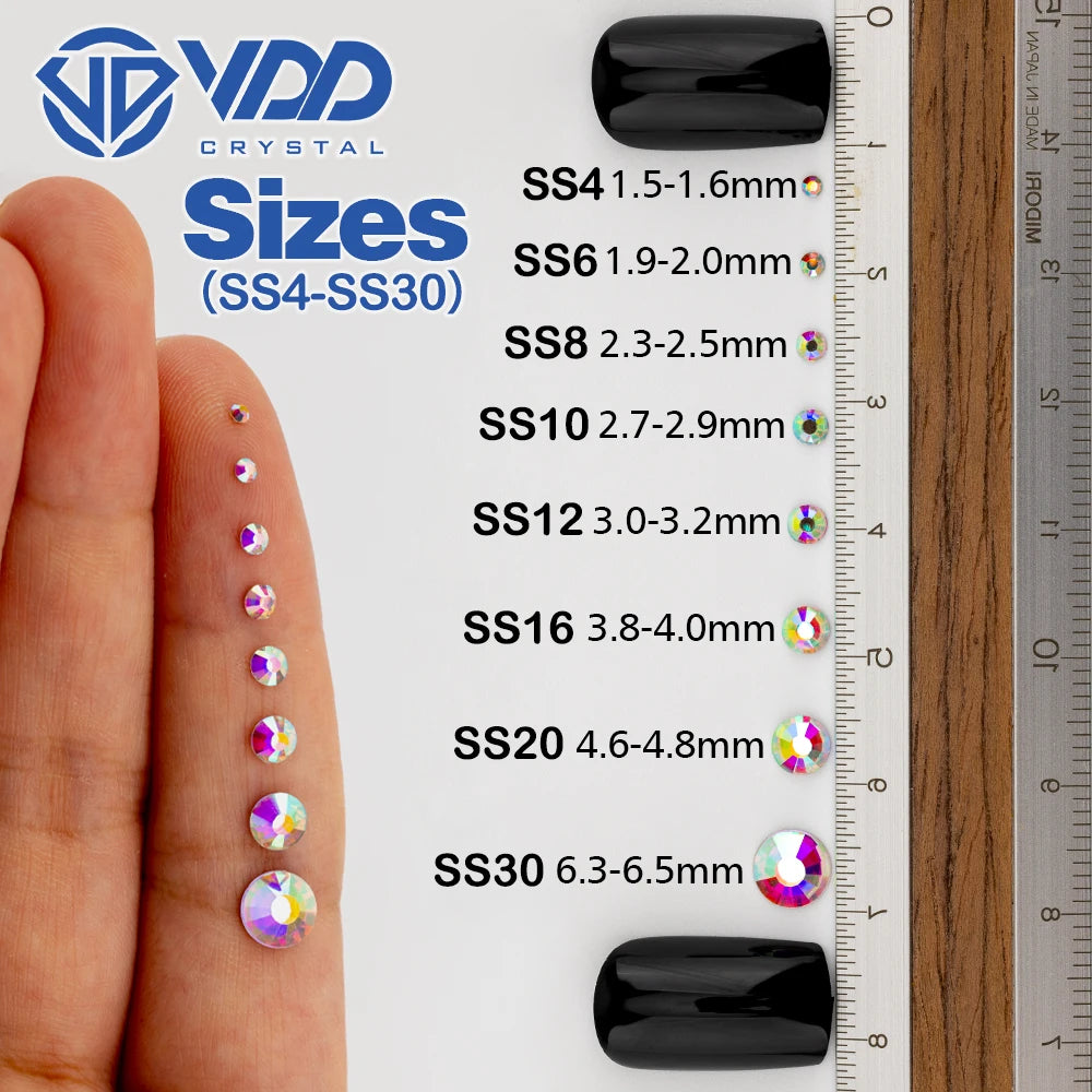 VDD 123 Gloaming SS4-SS30 Glass Rhinestones Crystal Flatback Strass Diamond Glitter Stones for DIY Nail Art Crafts Decorations