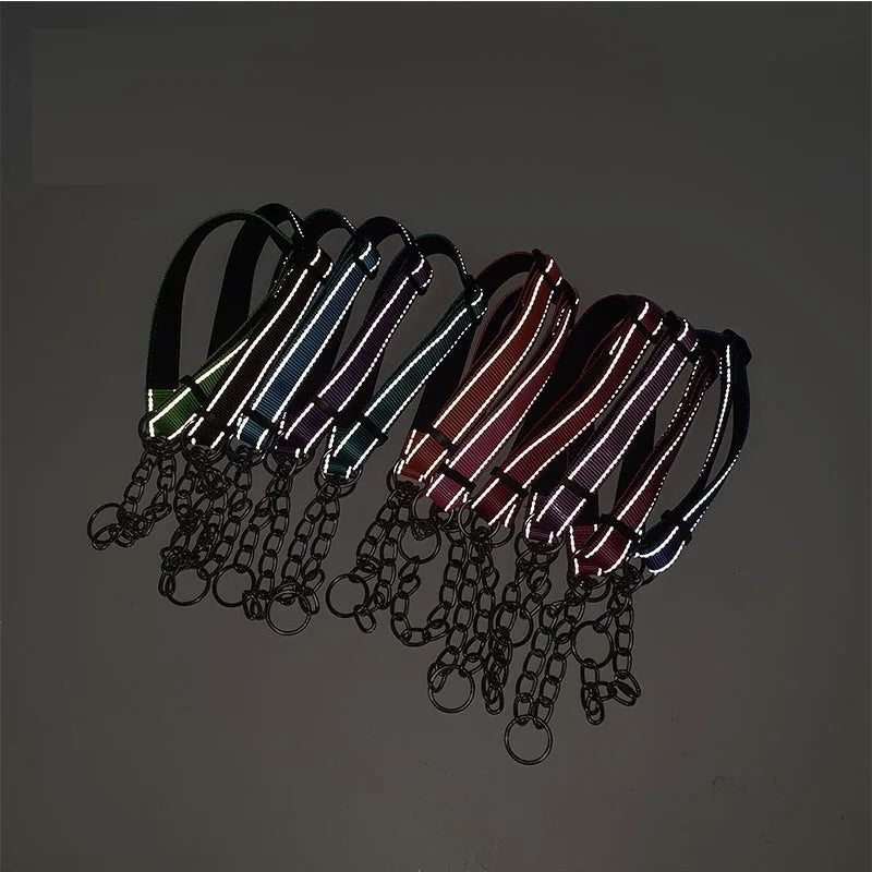Pet Supplies Nylon Reflective Dog Training Accompanying Soft Dog Necklace P Chain Outdoor Walking Accessories