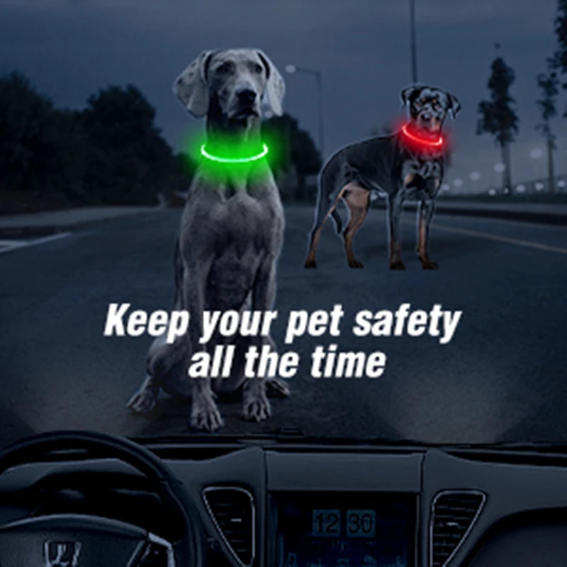 Electronic Pet LED Dog Collar Led Dog Glow in Dark Adjustable Luminous Pet Collars Night Safety Dog LED Collar Pet Supplies