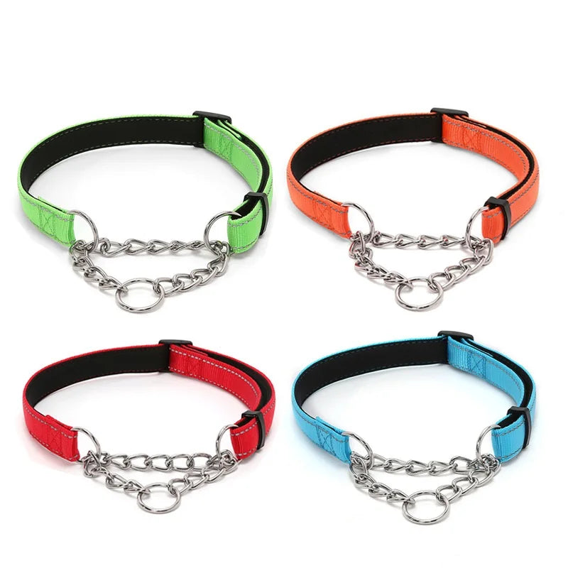Pet Supplies Nylon Reflective Dog Training Accompanying Soft Dog Necklace P Chain Outdoor Walking Accessories