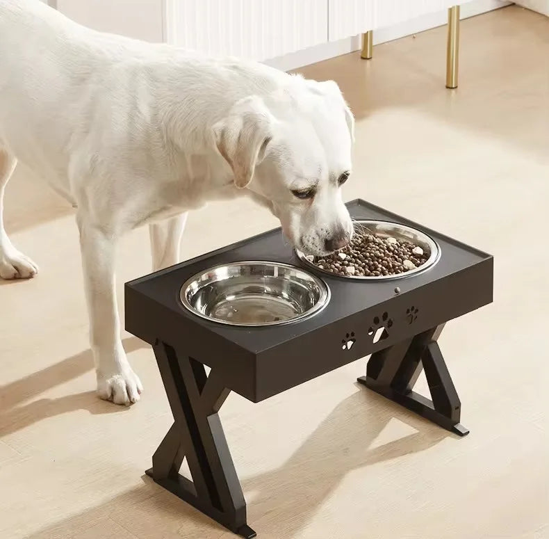 High Quality Pet Supplies Adjustable Stainless Steel High Capacity Pet Feeder Non-slip Dog Bowl Double Bowl Pet Food Bowls