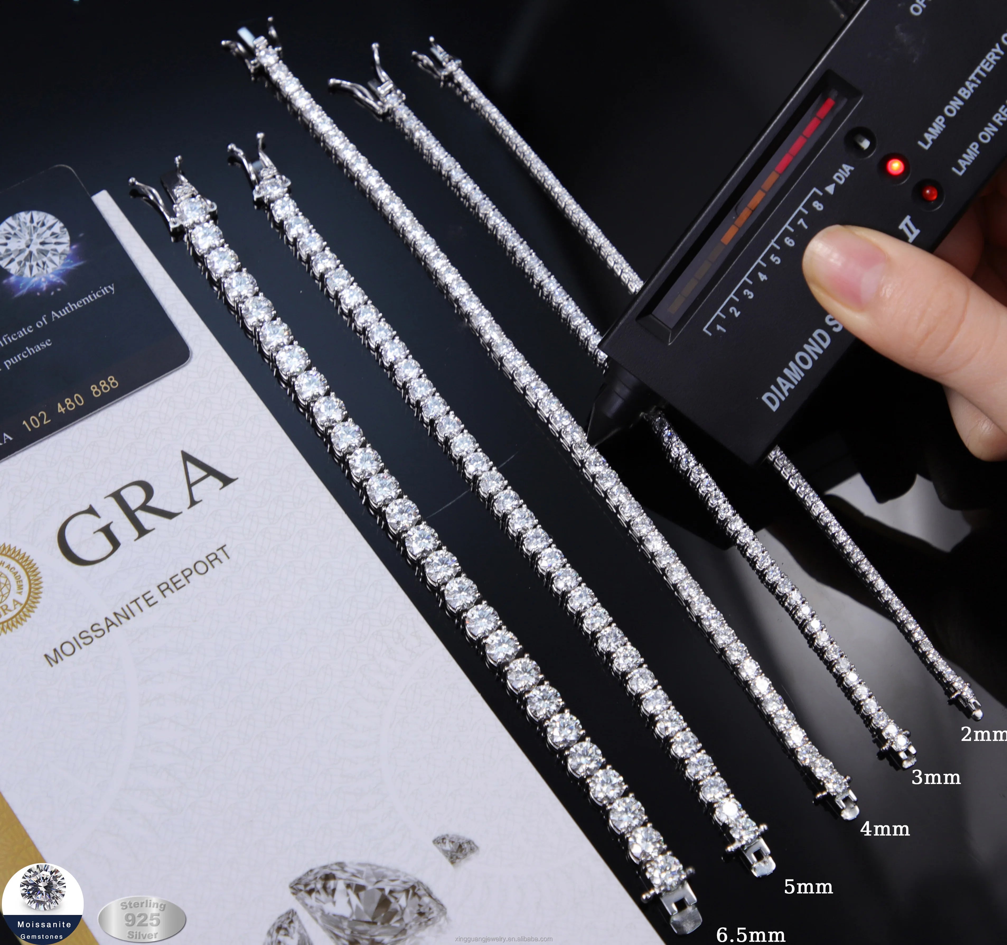 2mm 3mm 5mm Diamond Tennis Moissanite Link Chain 925 Silver  Fine Jewelry Bracelet VVS Moissanite Tennis Chain